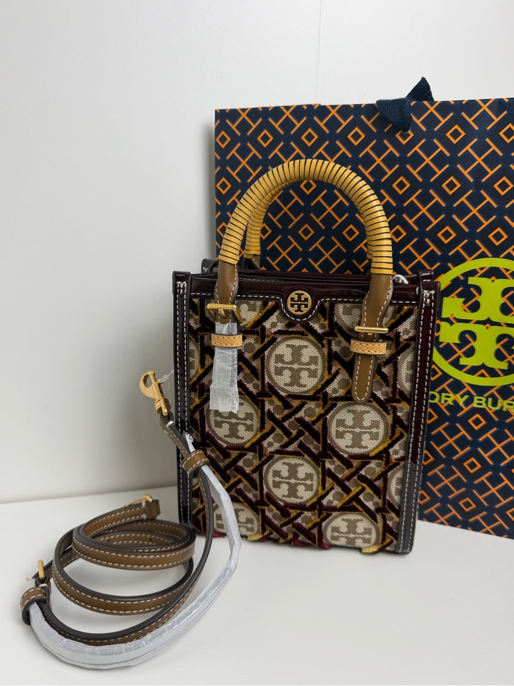 NWT Tory Burch T Monogram Fil Coupe Mini Tote